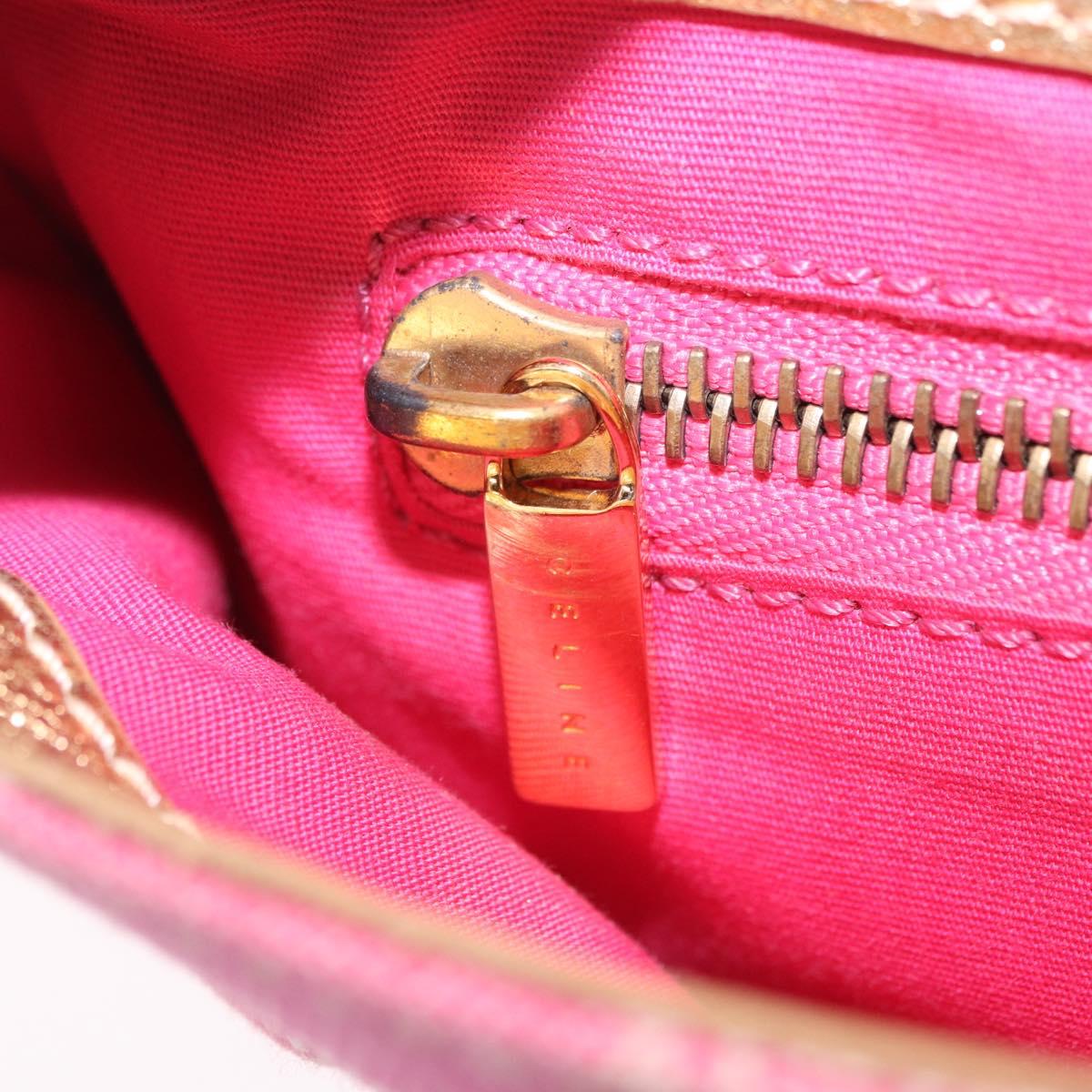 CELINE Paris Macadam Canvas Shoulder Bag Denim Pink Gold Auth 204045A