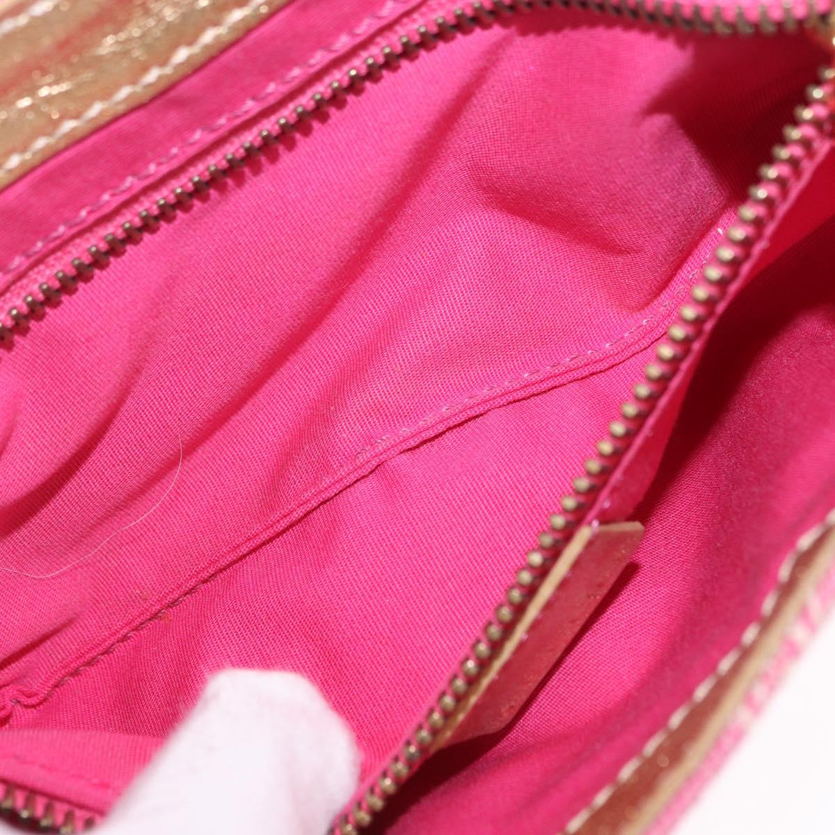 CELINE Paris Macadam Canvas Shoulder Bag Denim Pink Gold Auth 204045A
