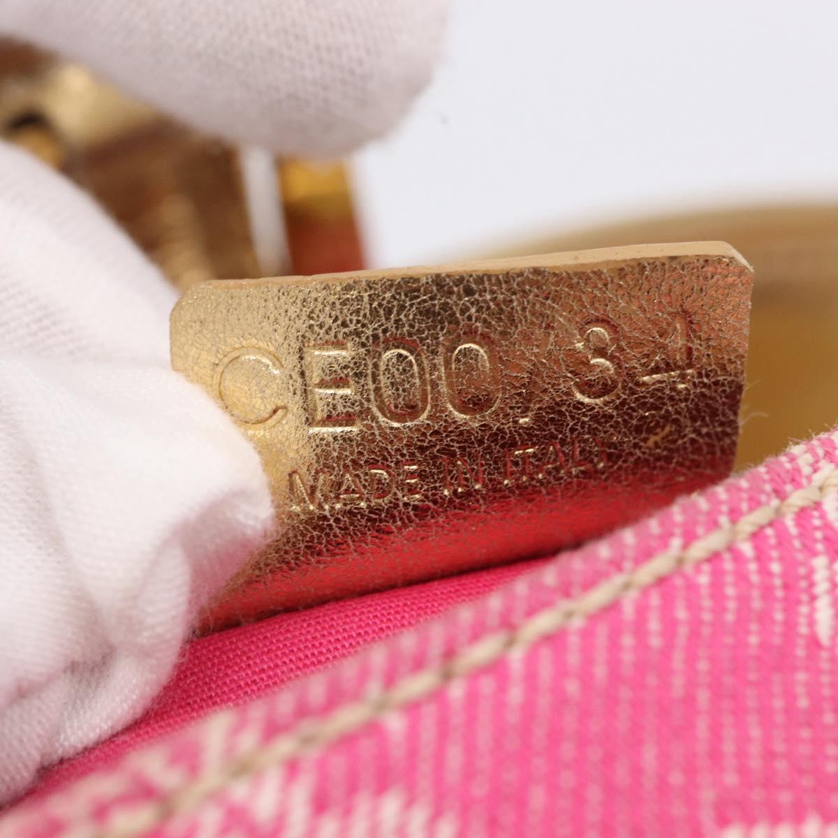 CELINE Paris Macadam Canvas Shoulder Bag Denim Pink Gold Auth 204045A