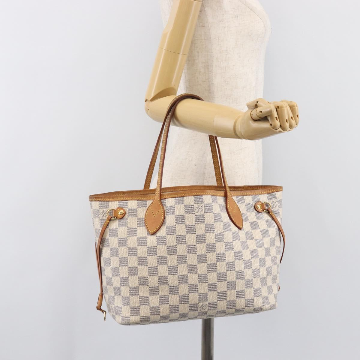 LOUIS VUITTON Damier Azur Neverfull PM Tote Bag N41362 LV Auth 204046A
