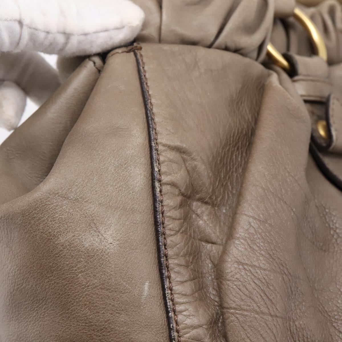 Miu Miu Tote Bag Vitter Lux 2way Beige Gold Auth 204047A