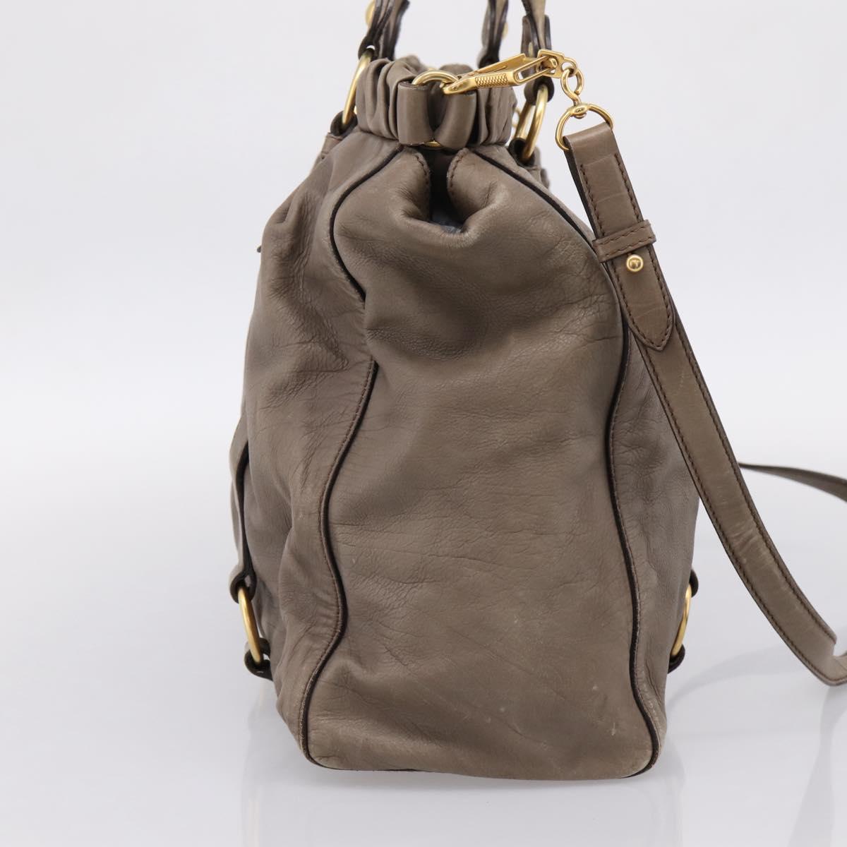 Miu Miu Tote Bag Vitter Lux 2way Beige Gold Auth 204047A