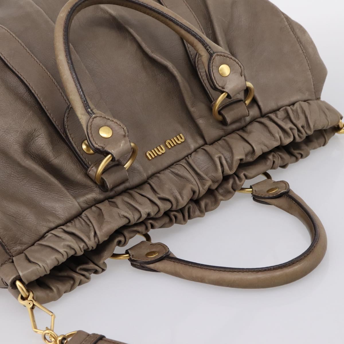 Miu Miu Tote Bag Vitter Lux 2way Beige Gold Auth 204047A