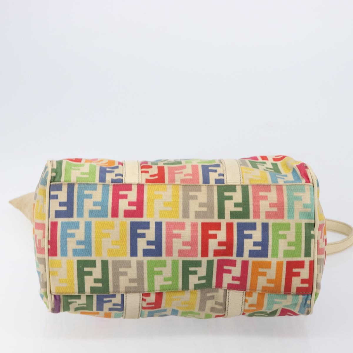 FENDI Zucca Canvas Hand Bag 2way Multicolor Gold Auth 204048A