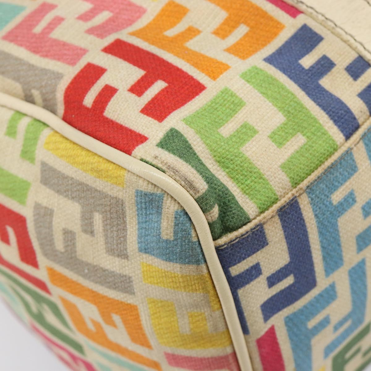 FENDI Zucca Canvas Hand Bag 2way Multicolor Gold Auth 204048A
