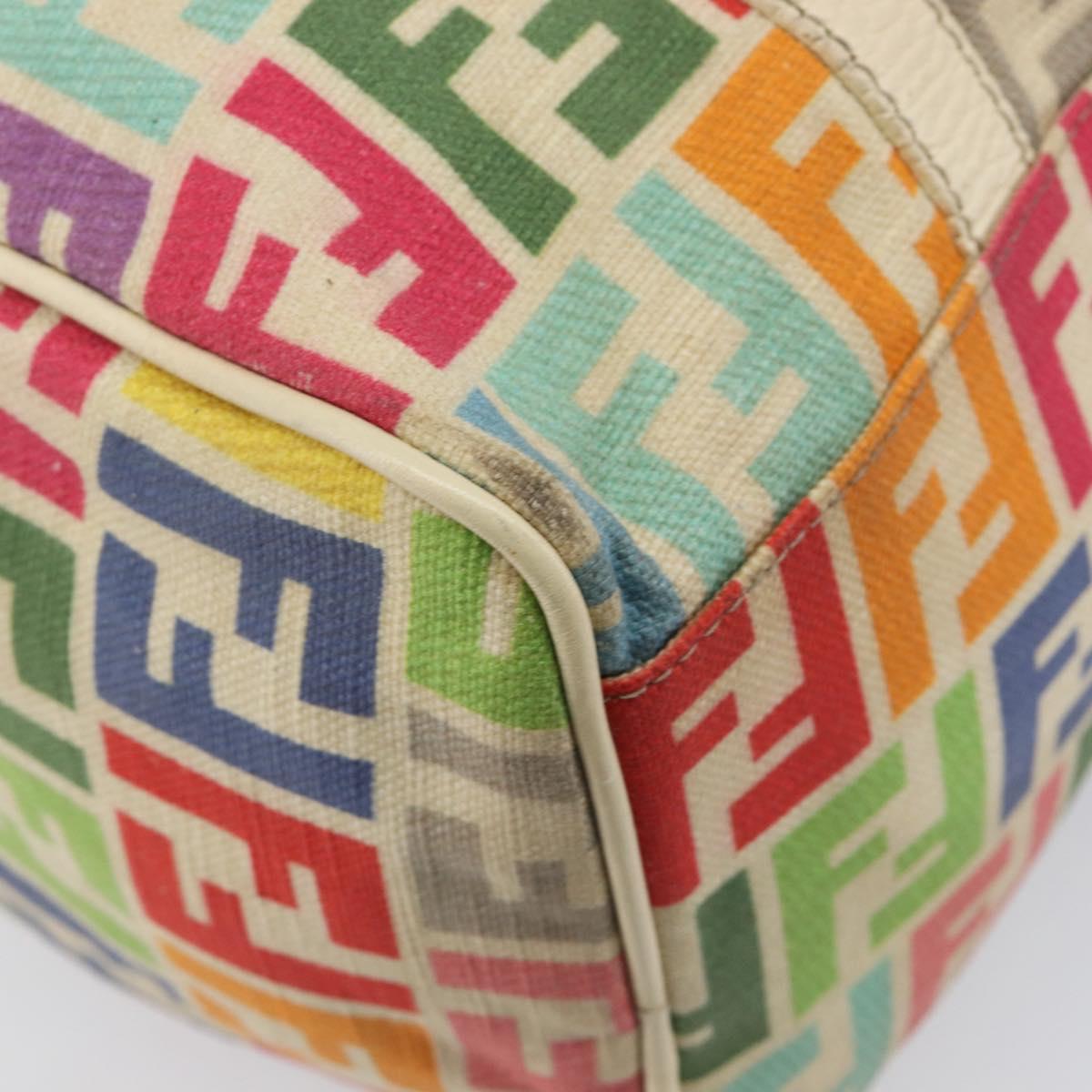 FENDI Zucca Canvas Hand Bag 2way Multicolor Gold Auth 204048A