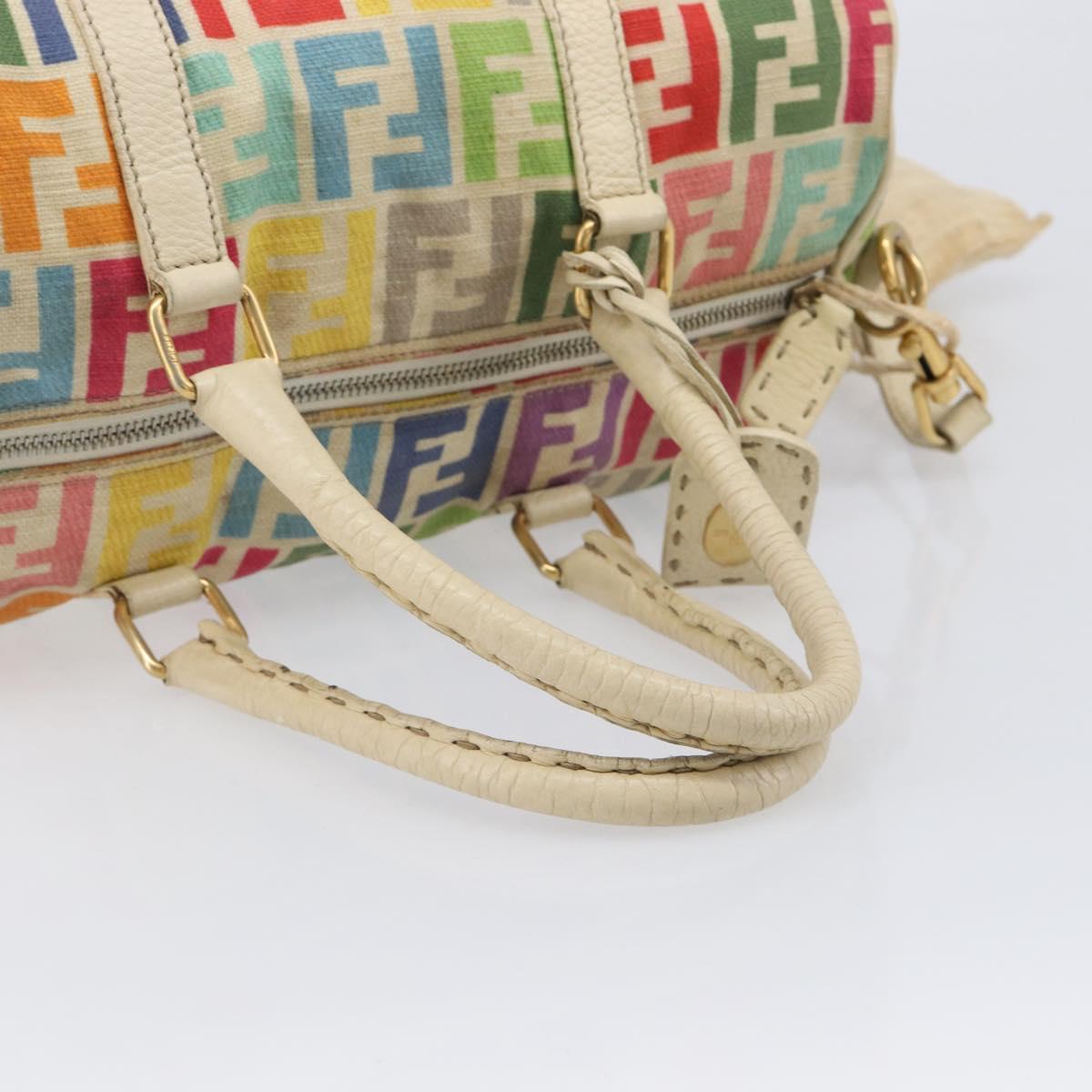 FENDI Zucca Canvas Hand Bag 2way Multicolor Gold Auth 204048A