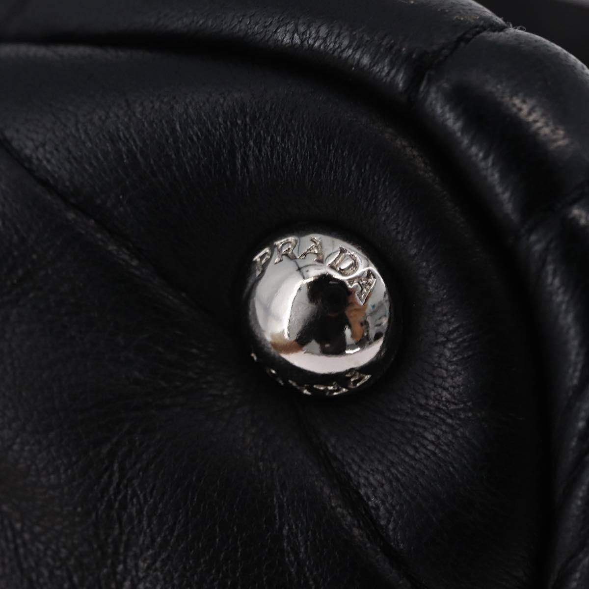PRADA Nappa Bomber Tote Bag Leather 2way Black Silver Auth 204049M