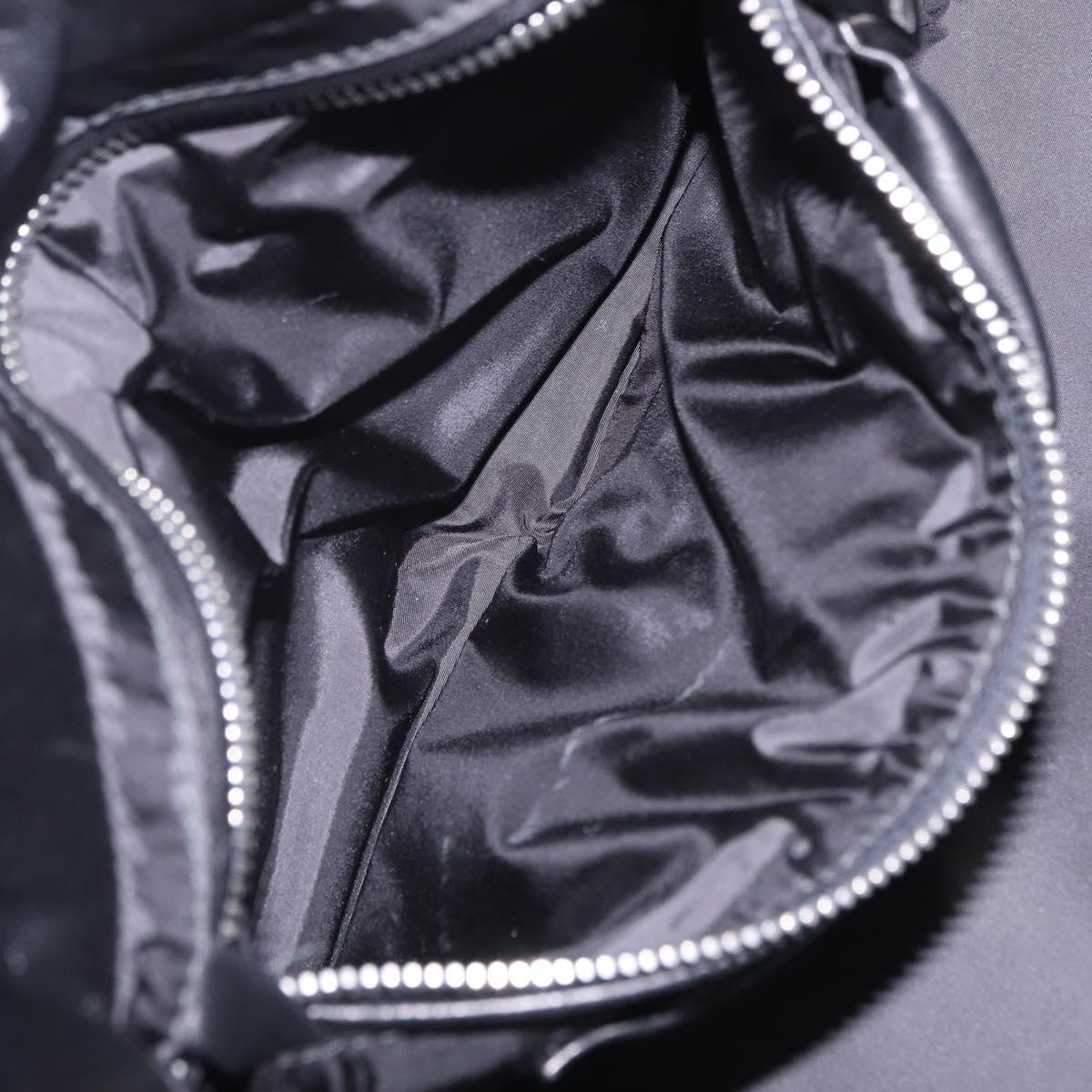 PRADA Nappa Bomber Tote Bag Leather 2way Black Silver Auth 204049M