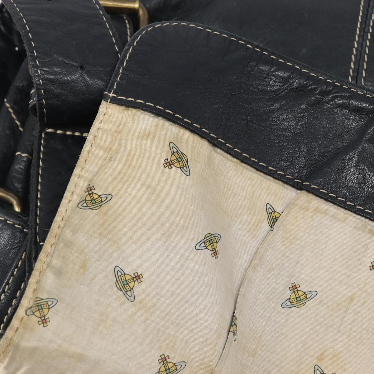 Vivienne Westwood Shoulder Bag Leather Black Auth 204052