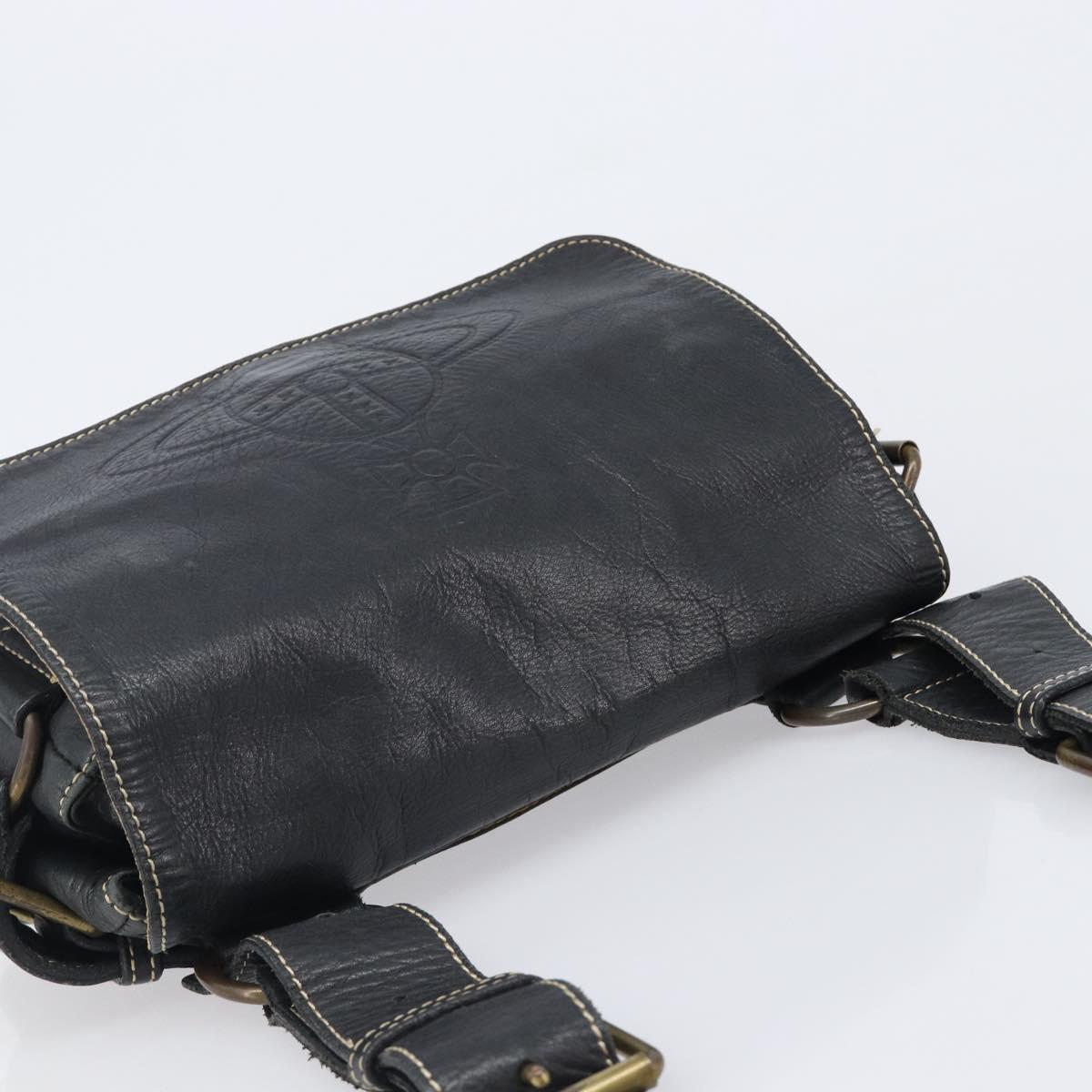 Vivienne Westwood Shoulder Bag Leather Black Auth 204052