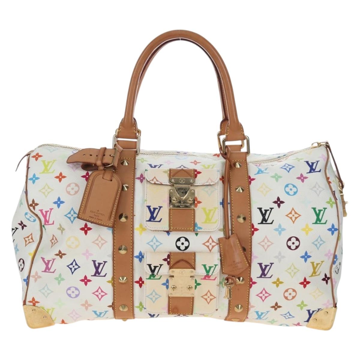 LOUIS VUITTON Monogram Multicolor Keepall 45 Bag White M92641 LV Auth 204053V