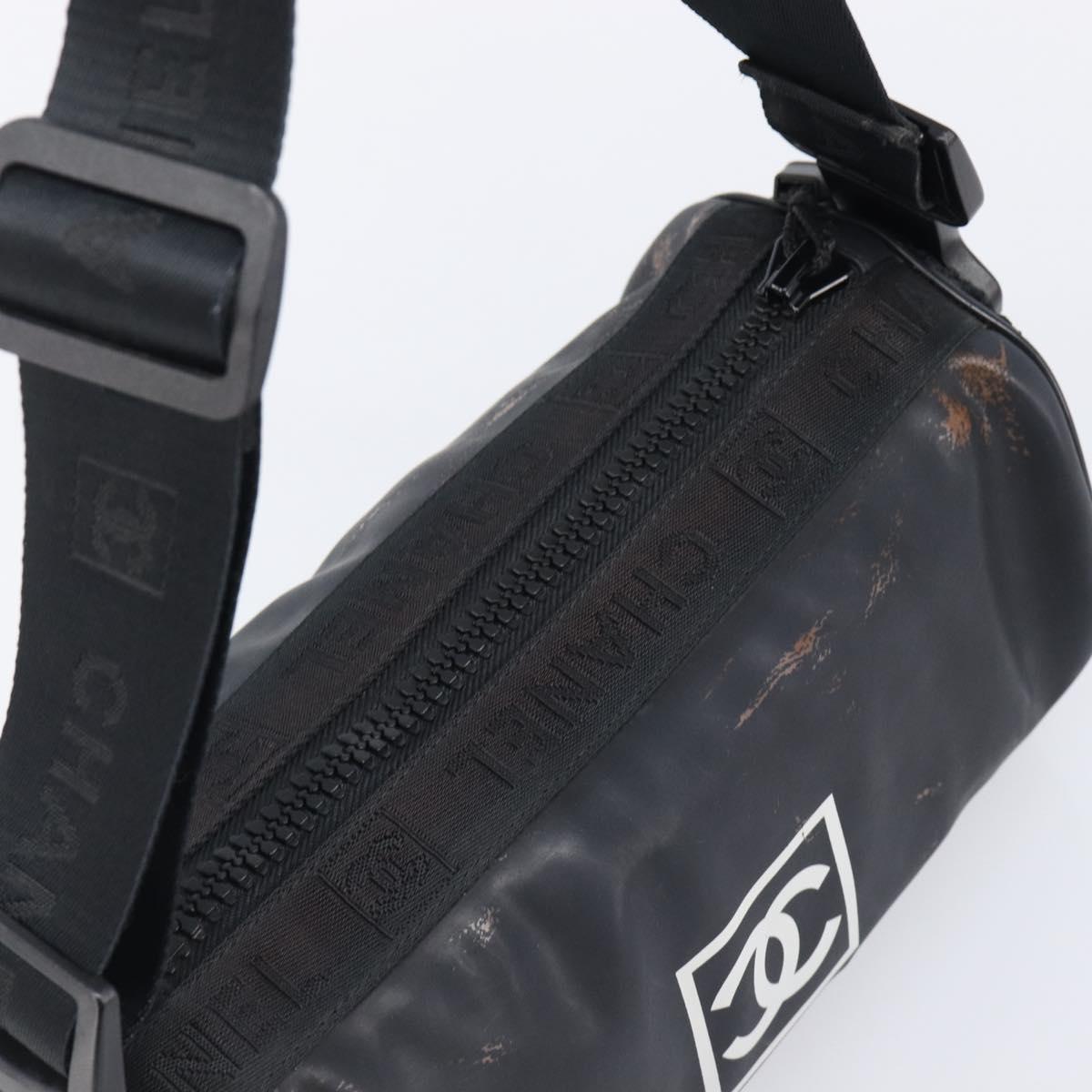 CHANEL Sports Line Shoulder Bag PVC Black CC Auth 204054