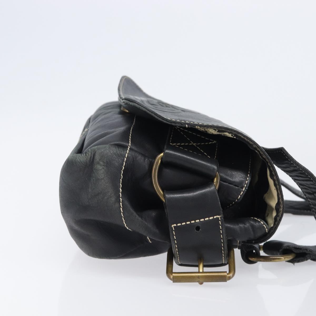 Vivienne Westwood Shoulder Bag Leather Black Gold Auth 204055