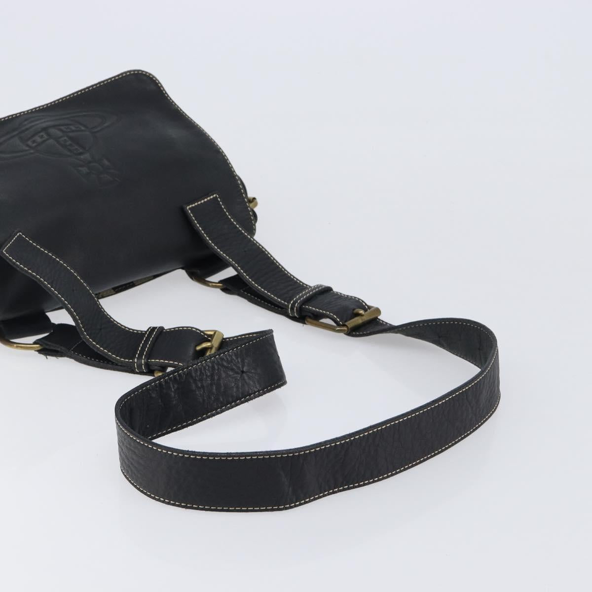 Vivienne Westwood Shoulder Bag Leather Black Gold Auth 204055