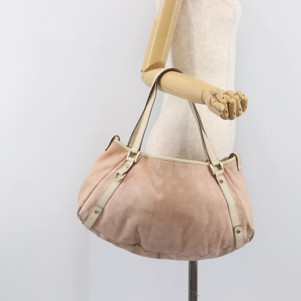 GUCCI GG Canvas Abbey Tote Bag Pink Gold 130736 Auth 204056