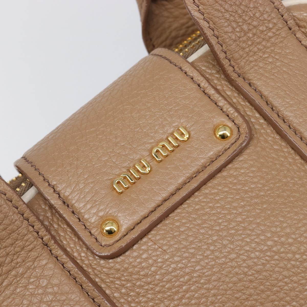 Miu Miu Hand Bag Leather 2way Beige Gold Auth 204057V