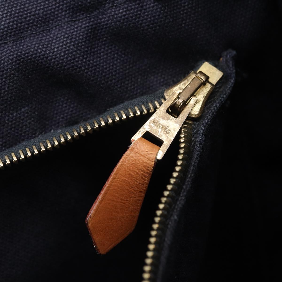 HERMES New Fourre Tout PM Hand Bag Canvas Navy Silver Auth 204058