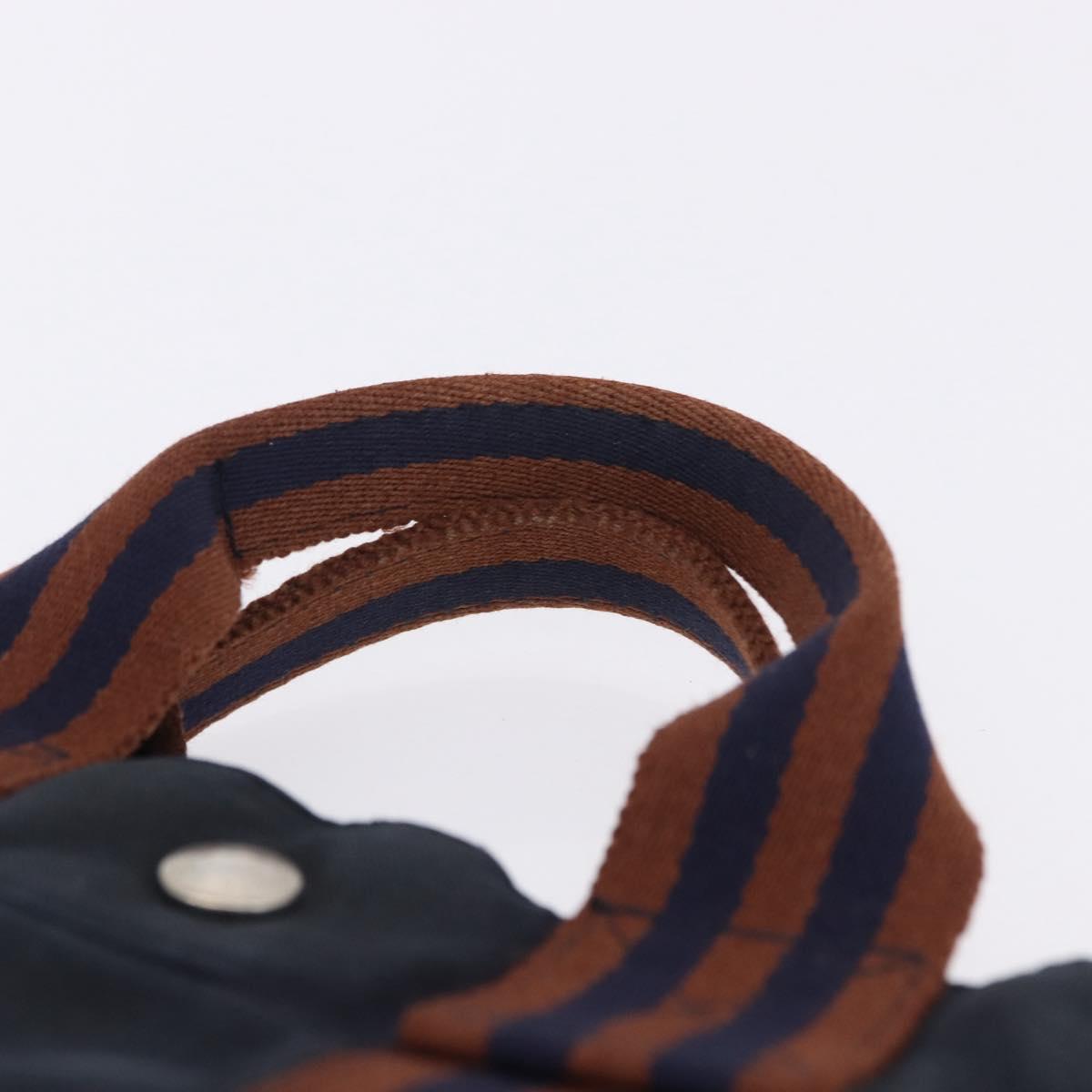 HERMES New Fourre Tout PM Hand Bag Canvas Navy Silver Auth 204058