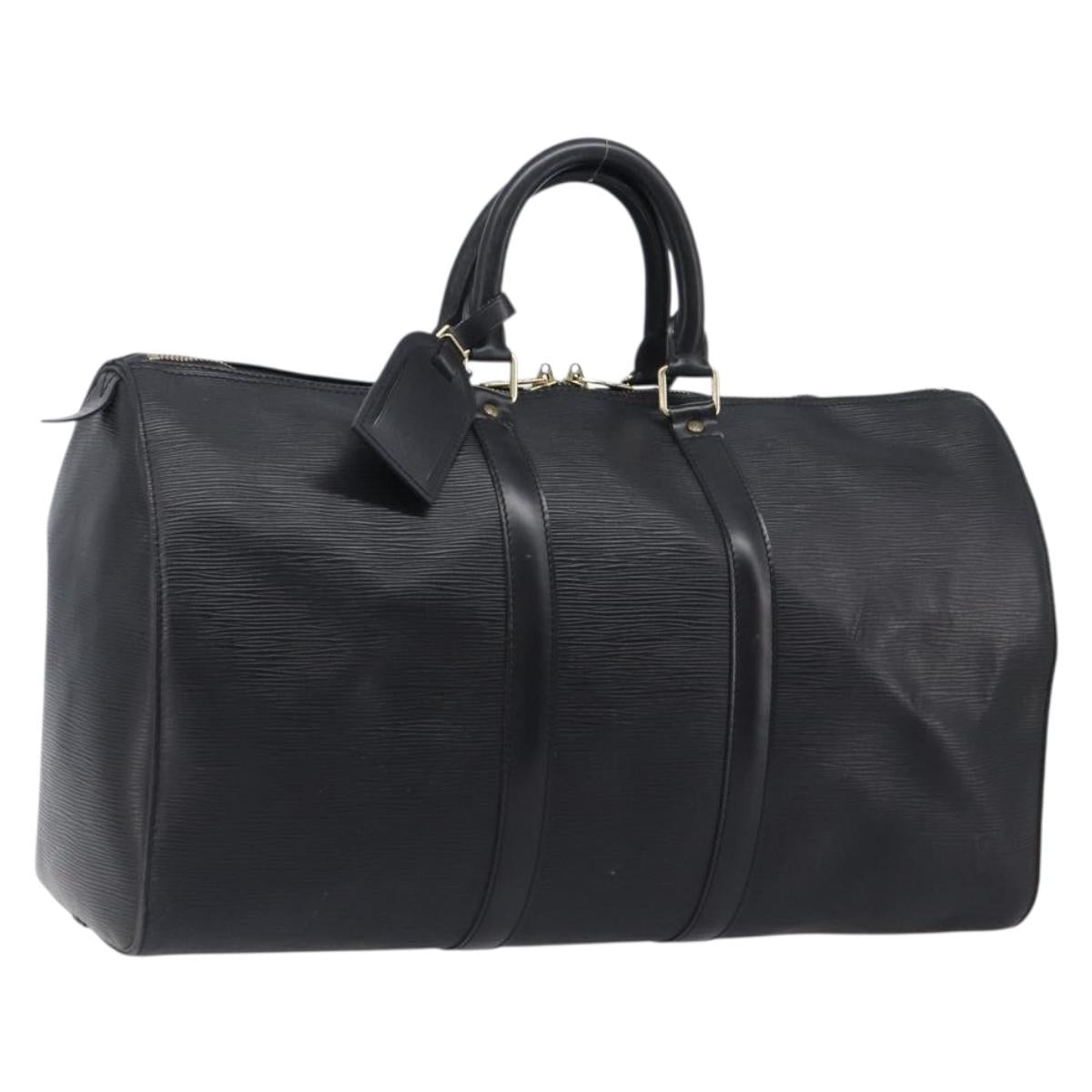 LOUIS VUITTON Epi Keepall 45 Boston Bag Black M42972 LV Auth 204059A