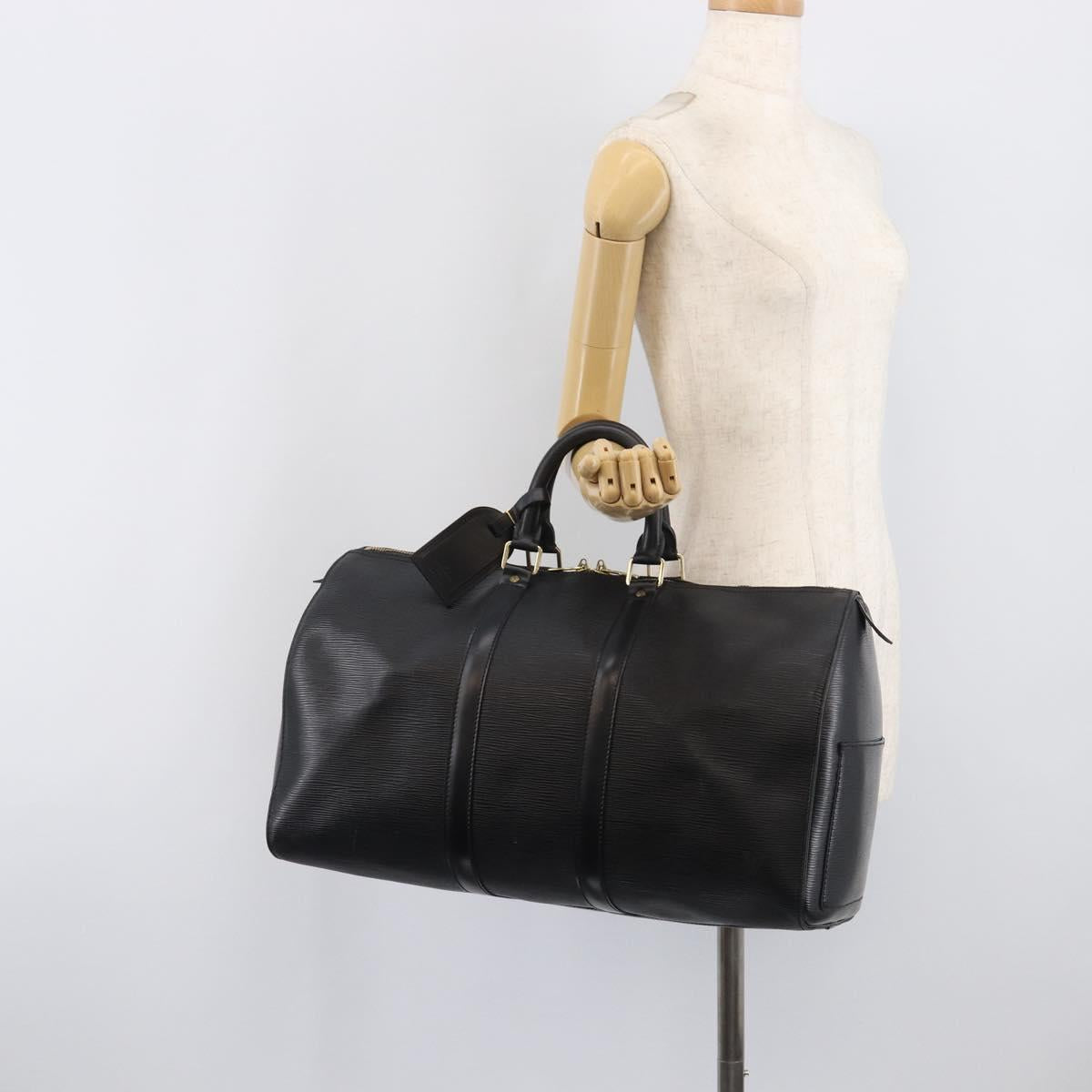 LOUIS VUITTON Epi Keepall 45 Boston Bag Black M42972 LV Auth 204059A