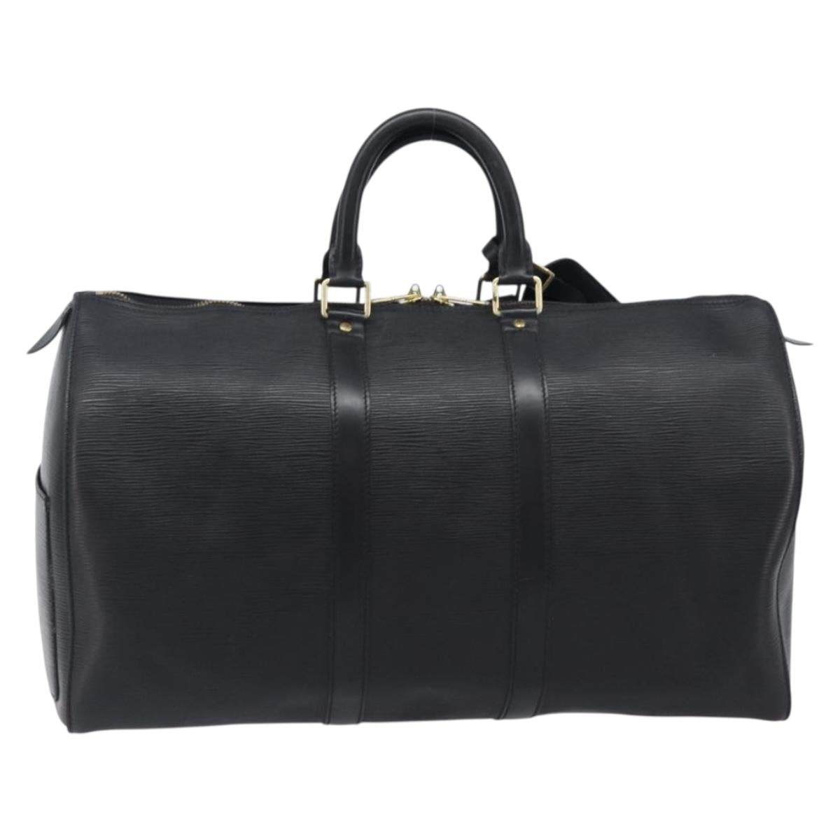 LOUIS VUITTON Epi Keepall 45 Boston Bag Black M42972 LV Auth 204059A