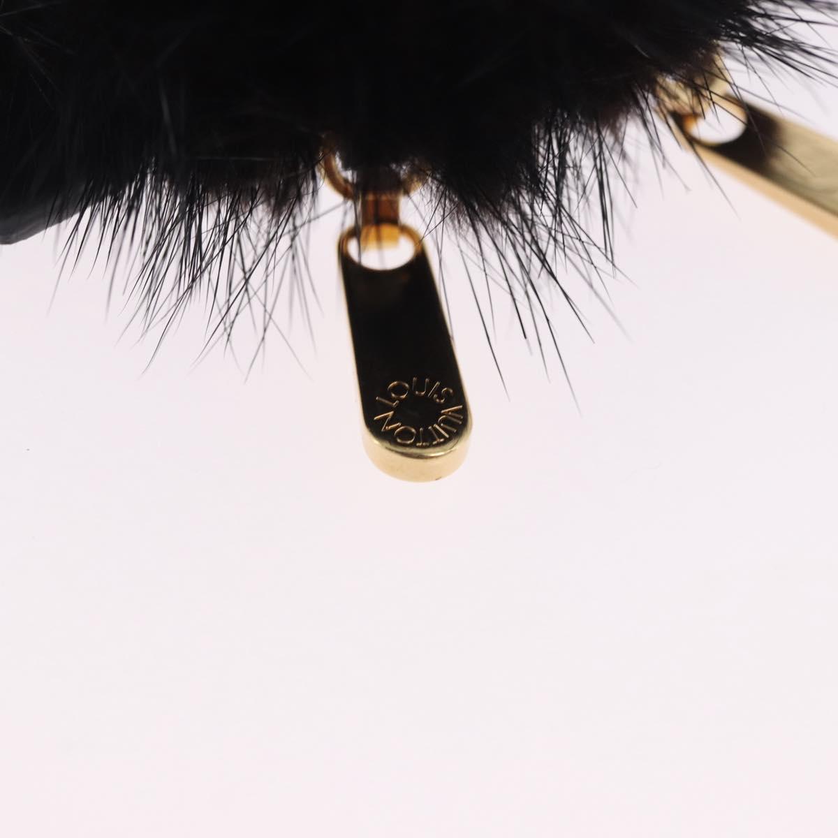 LOUIS VUITTON Porte Cles Wide Panda Bag Charm Fur Black M63094 LV Auth 204063M