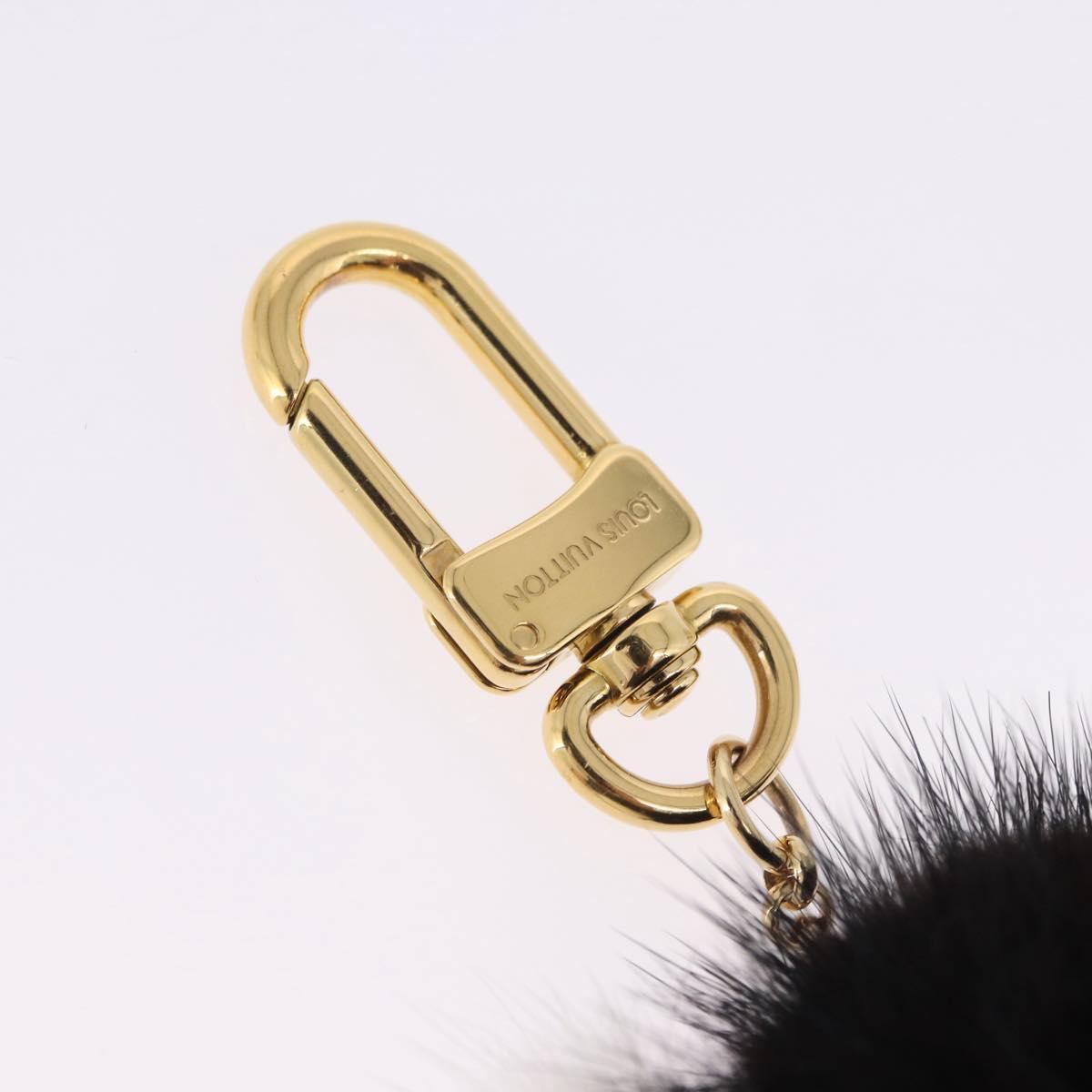 LOUIS VUITTON Porte Cles Wide Panda Bag Charm Fur Black M63094 LV Auth 204063M