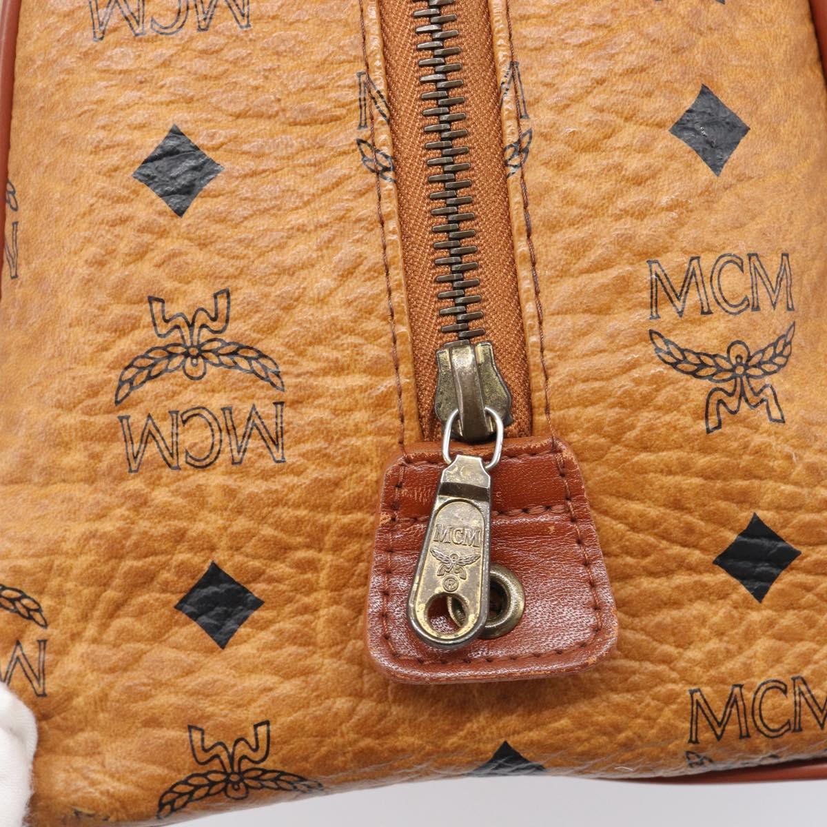 MCM Logogram Vicetos Boston Bag PVC Leather Brown Gold Auth 204073
