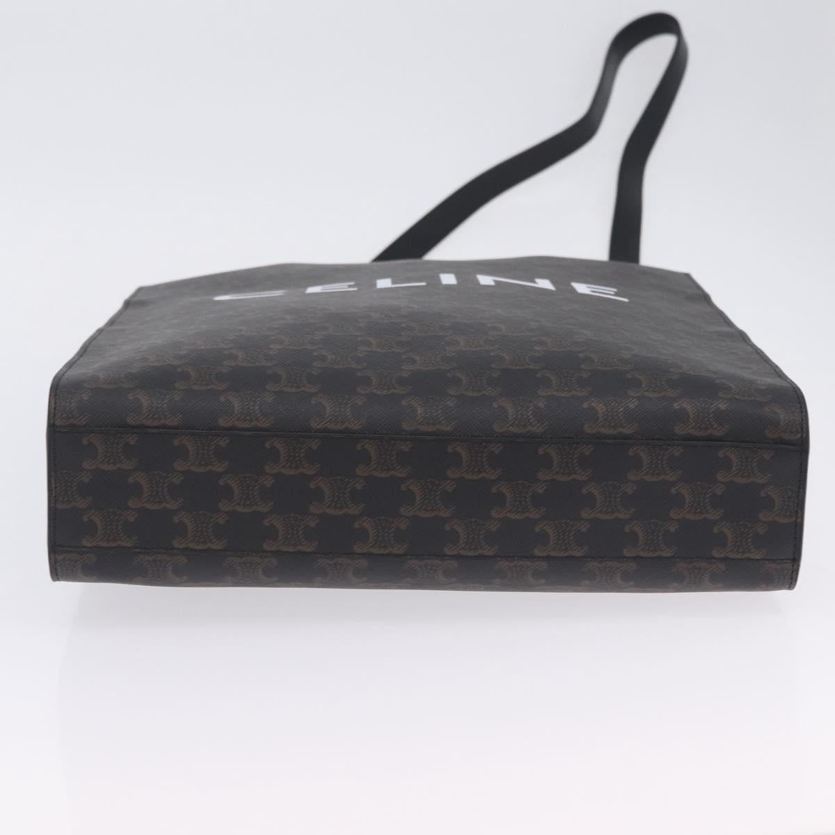 CELINE Triomphe Vertical Cabas Hand Bag PVC 2way Black Gold Auth 204074M