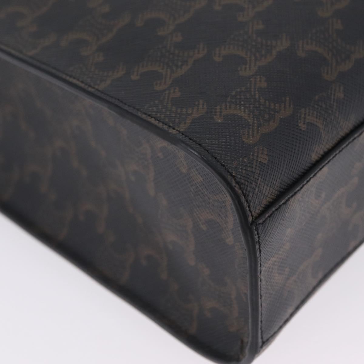 CELINE Triomphe Vertical Cabas Hand Bag PVC 2way Black Gold Auth 204074M
