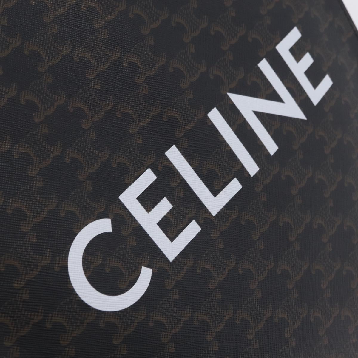 CELINE Triomphe Vertical Cabas Hand Bag PVC 2way Black Gold Auth 204074M