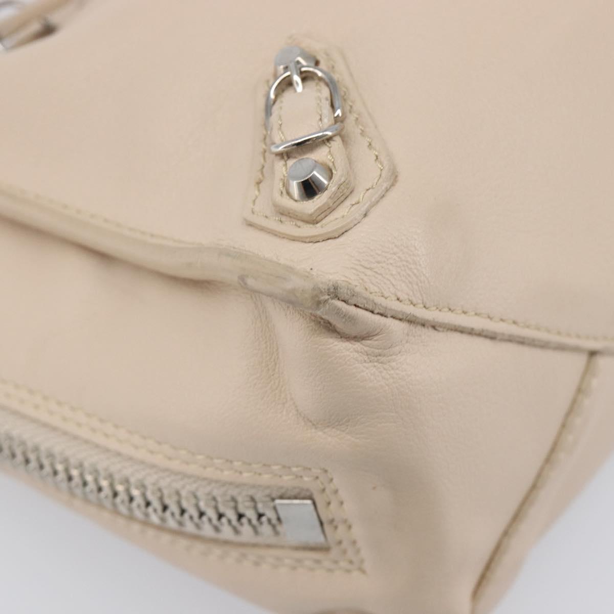 BALENCIAGA Paper Mini Hand Bag Leather 2way Gray Silver 357333 Auth 204084V