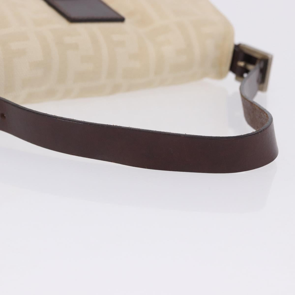 FENDI Zucca Canvas Mamma Baguette Shoulder Bag Beige Silver Auth 204087V