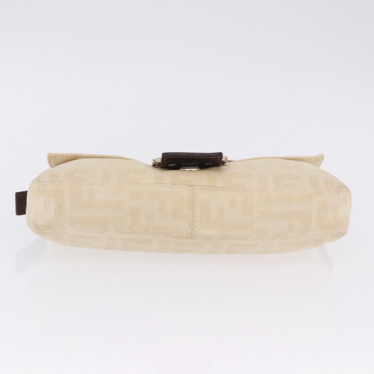 FENDI Zucca Canvas Mamma Baguette Shoulder Bag Beige Silver Auth 204087V