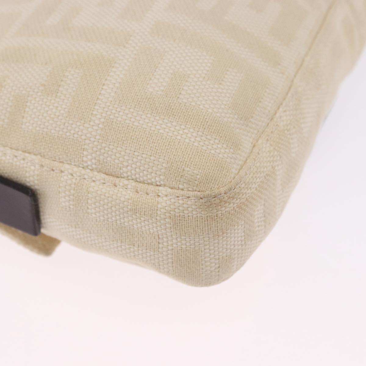 FENDI Zucca Canvas Mamma Baguette Shoulder Bag Beige Silver Auth 204087V