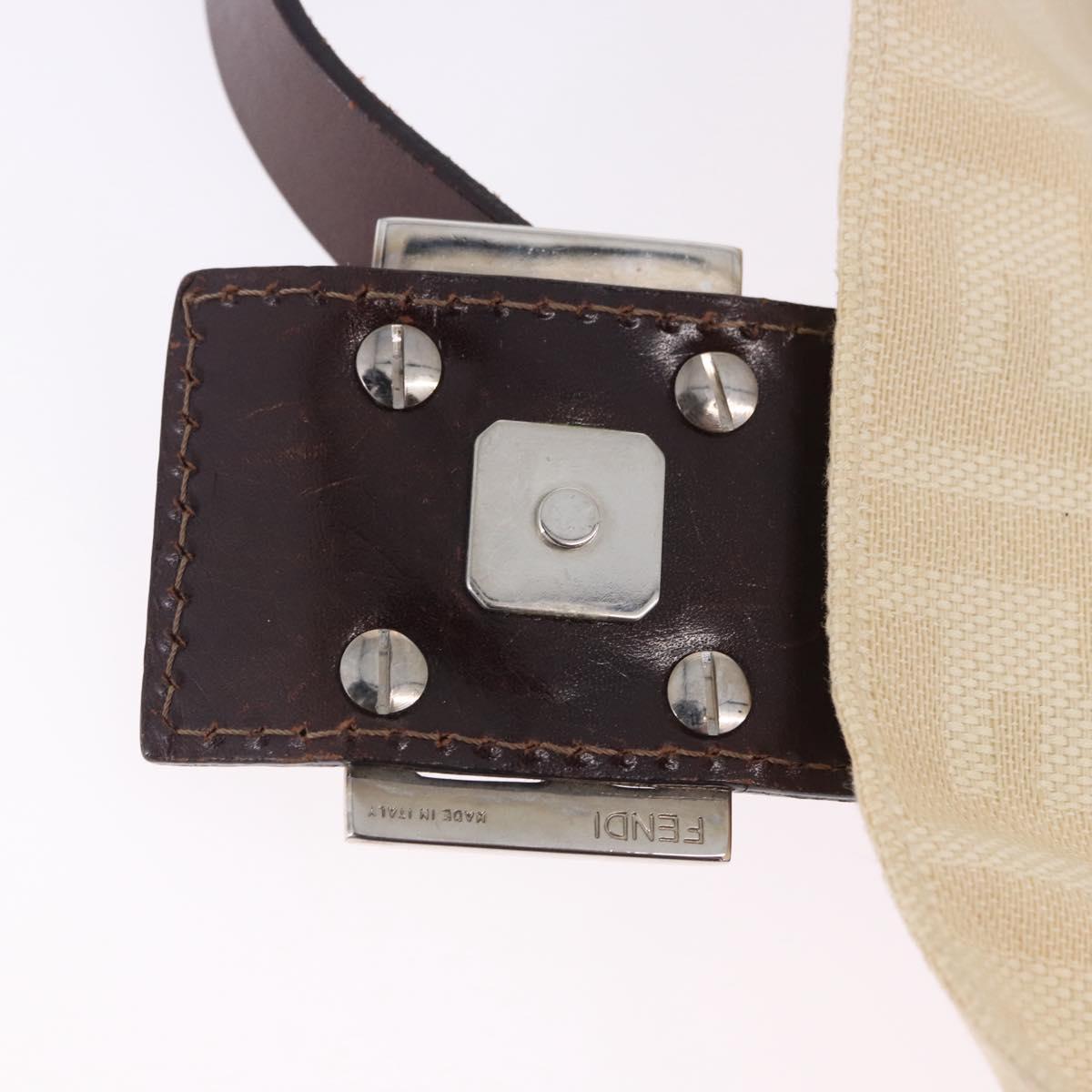 FENDI Zucca Canvas Mamma Baguette Shoulder Bag Beige Silver Auth 204087V