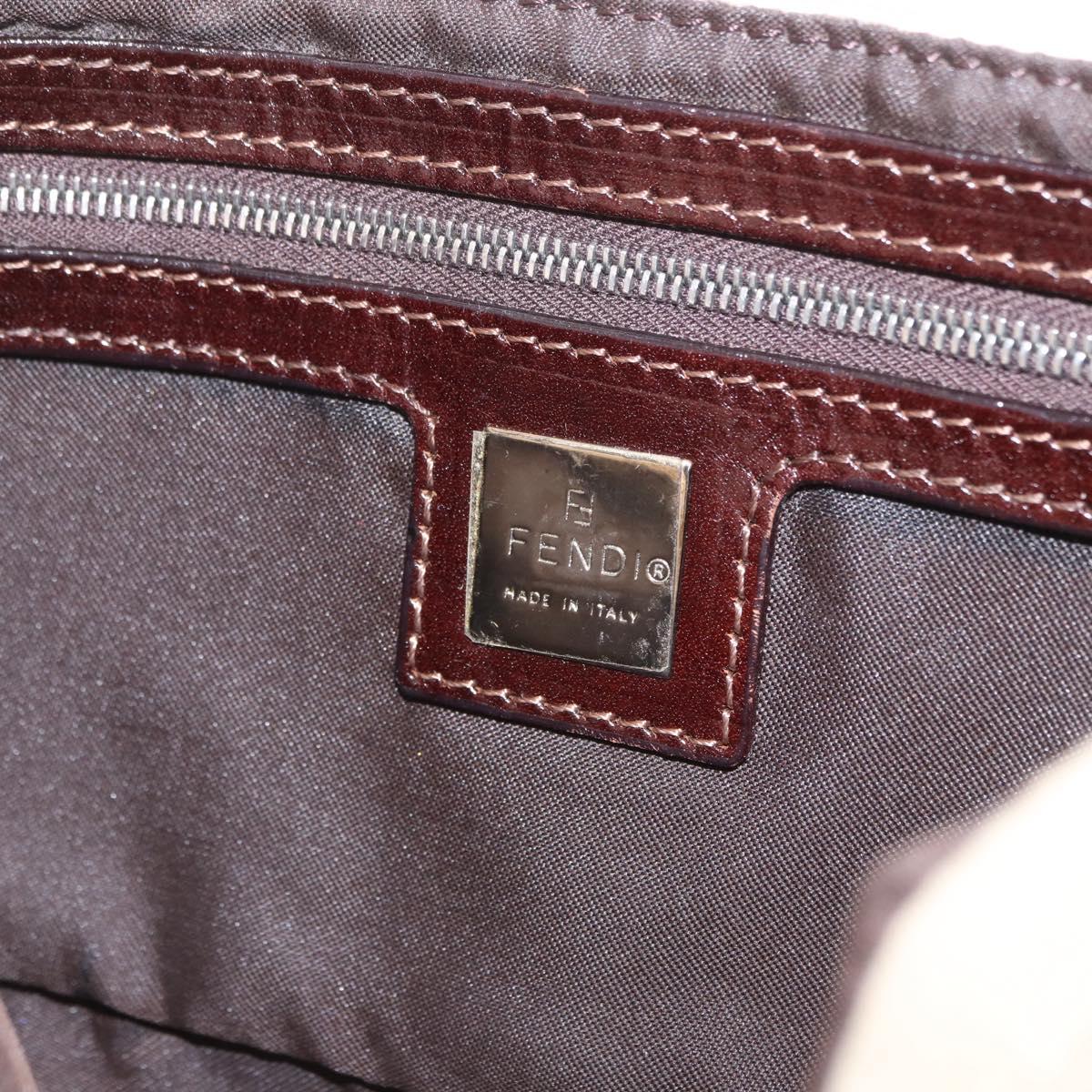 FENDI Zucca Canvas Mamma Baguette Shoulder Bag Beige Silver Auth 204087V