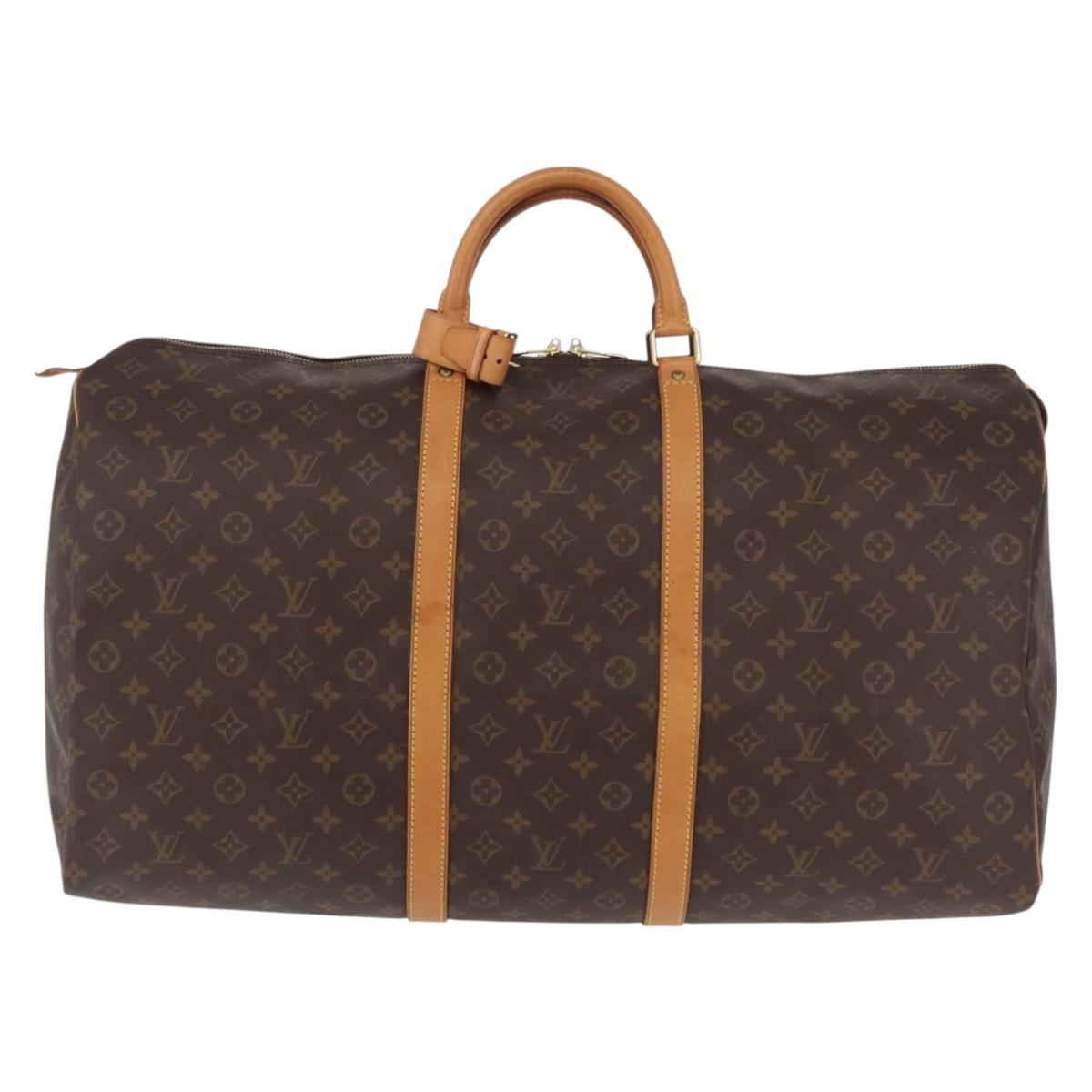 LOUIS VUITTON Monogram Keepall 60 Boston Bag M41422 LV Auth 204092V