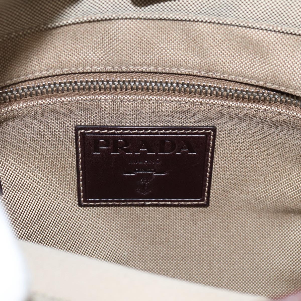 PRADA Shoulder Bag Jacquard Beige Silver Auth 204093