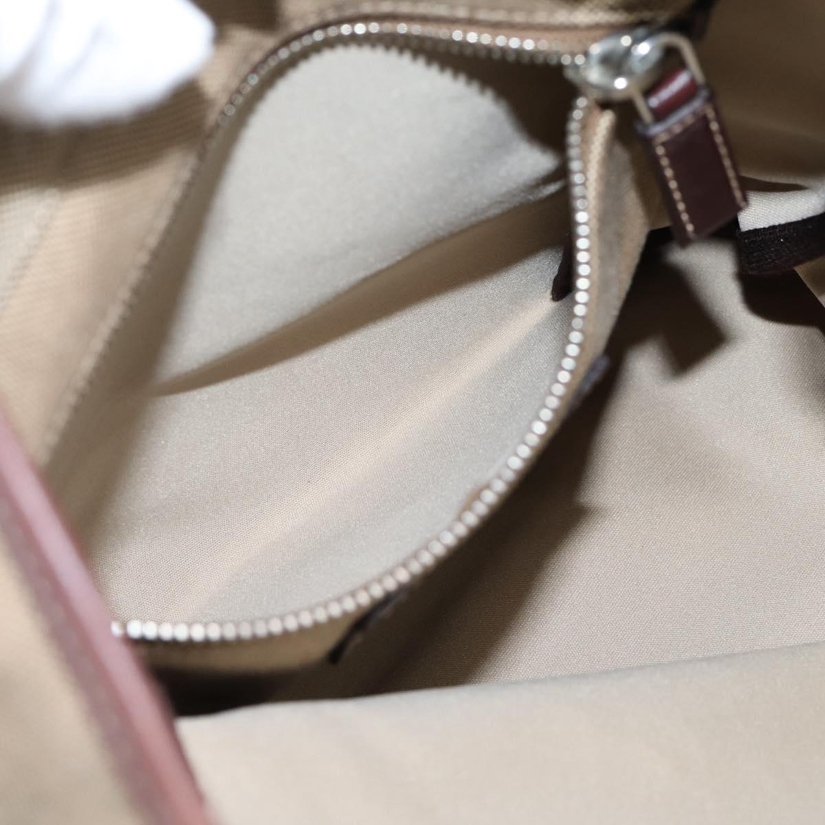 PRADA Shoulder Bag Jacquard Beige Silver Auth 204093