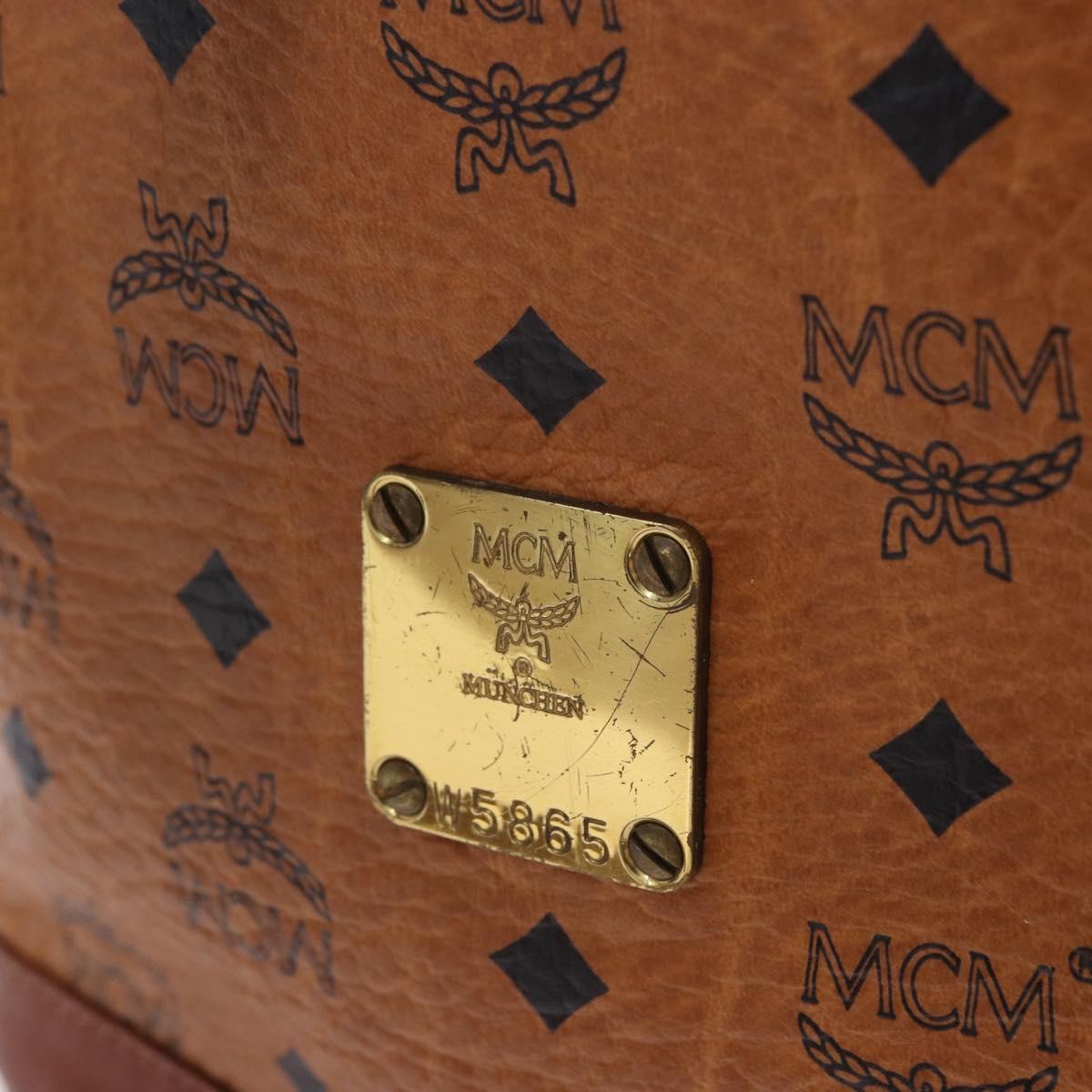 MCM Vicetos Logogram Shoulder Bag PVC Leather Brown Gold Auth 204094