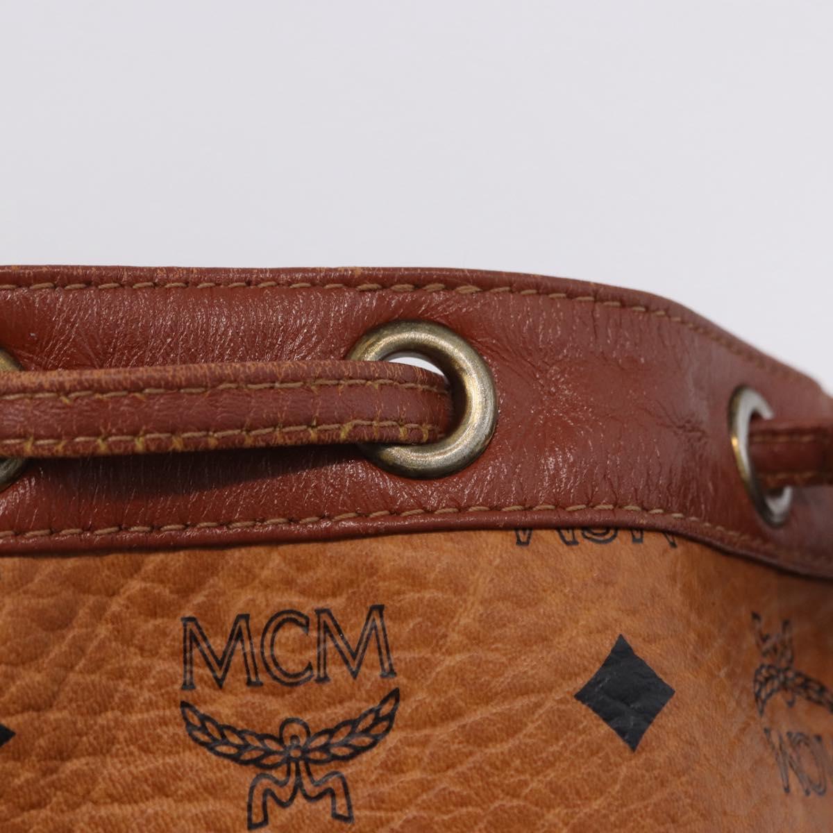 MCM Vicetos Logogram Shoulder Bag PVC Leather Brown Gold Auth 204094