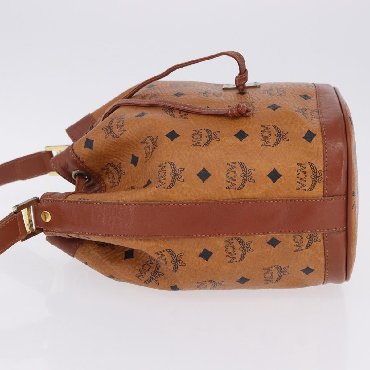 MCM Vicetos Logogram Shoulder Bag PVC Leather Brown Gold Auth 204094