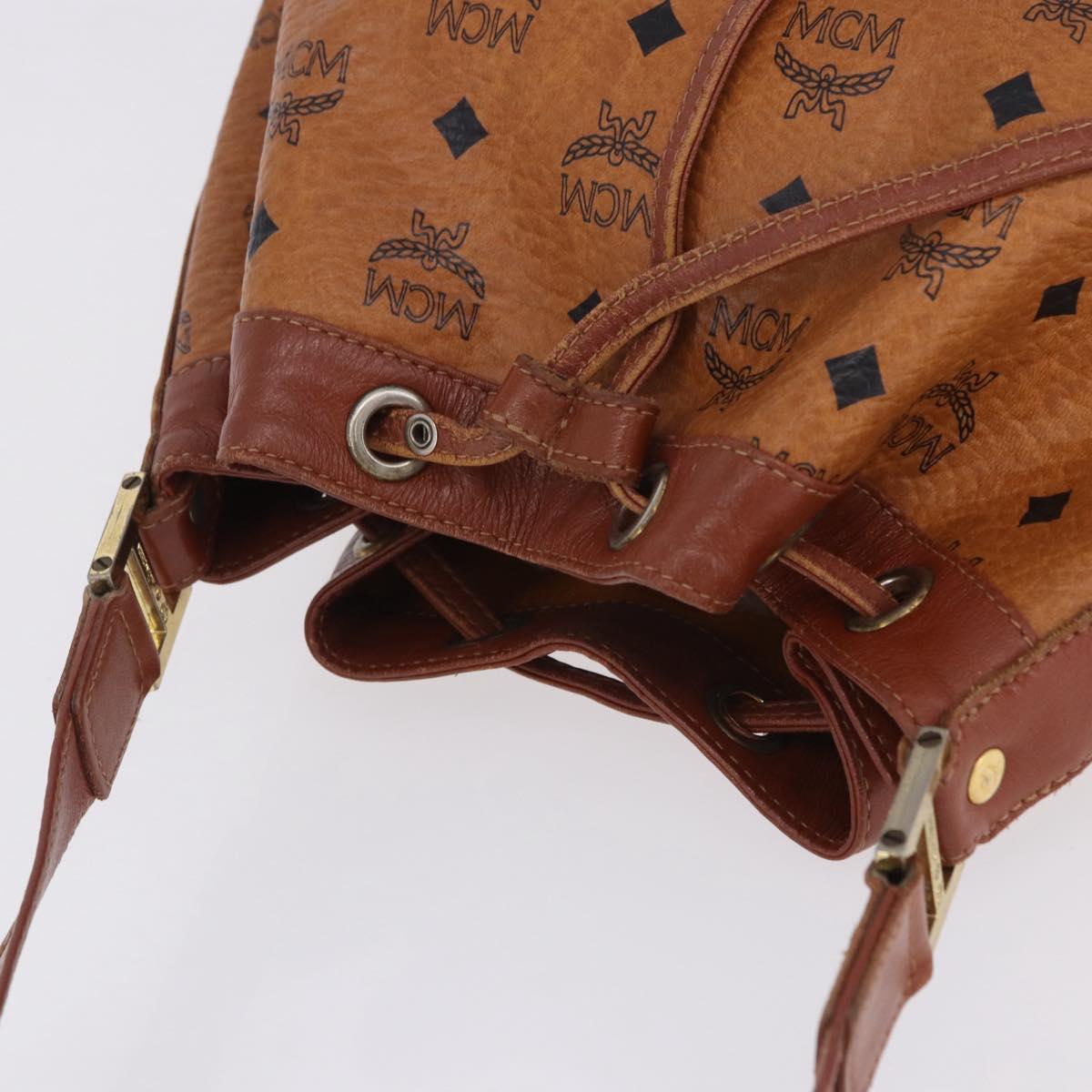 MCM Vicetos Logogram Shoulder Bag PVC Leather Brown Gold Auth 204094