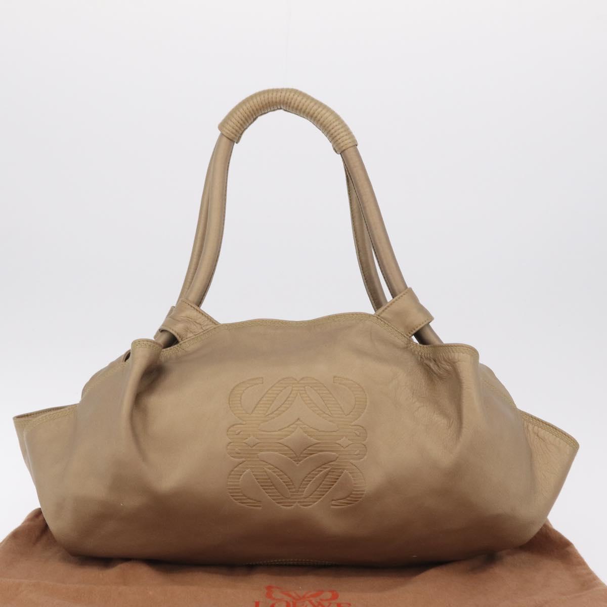 LOEWE Anagram Nappa Aire Hand Bag Leather Gold Tone Auth 204099V