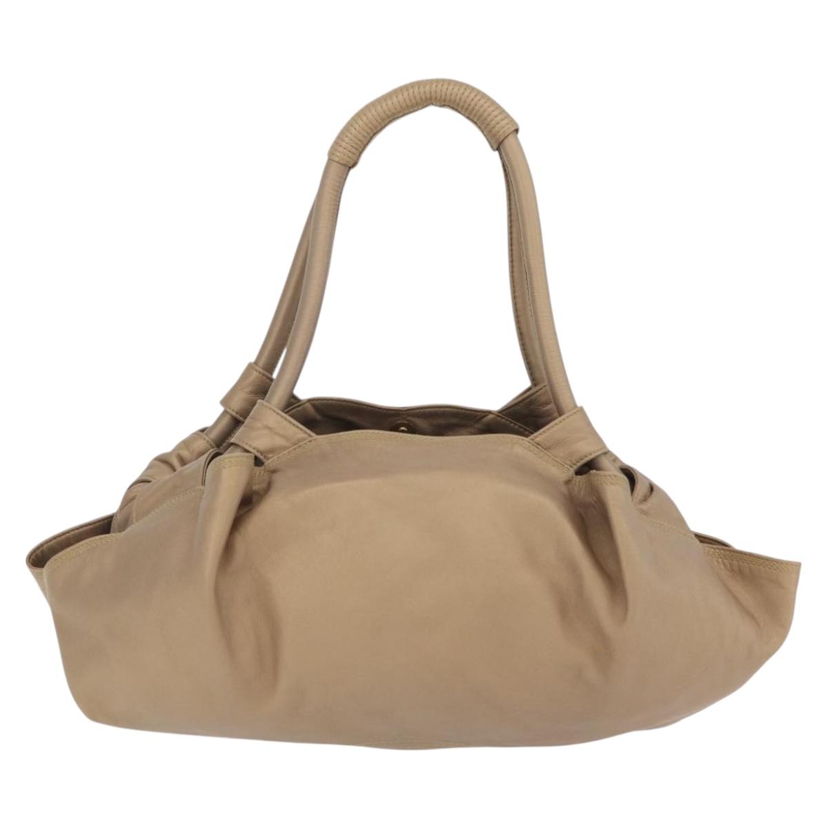 LOEWE Anagram Nappa Aire Hand Bag Leather Gold Tone Auth 204099V