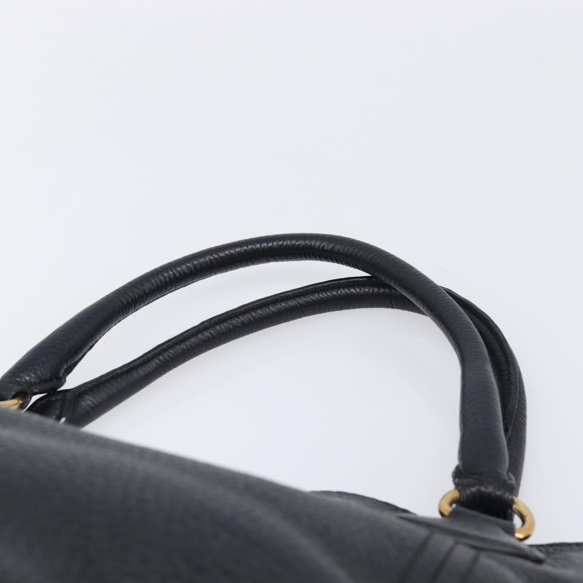 PRADA Vitellolux Hand Bag Leather Black Gold Auth 204100V