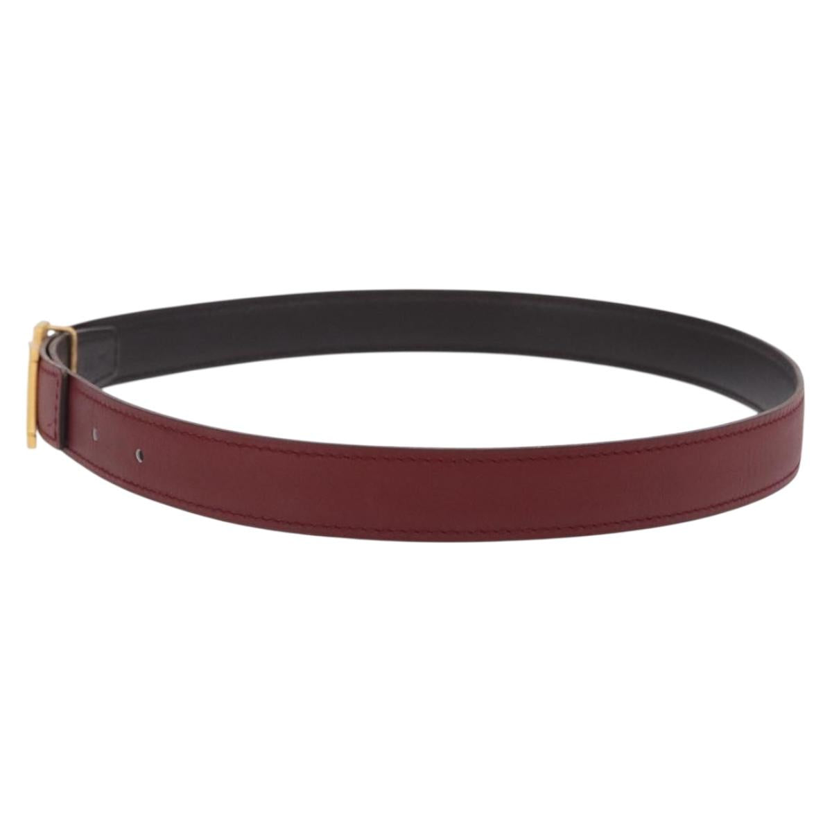 HERMES Constance H Belt Leather 33.1"" Red Gold Auth 204102