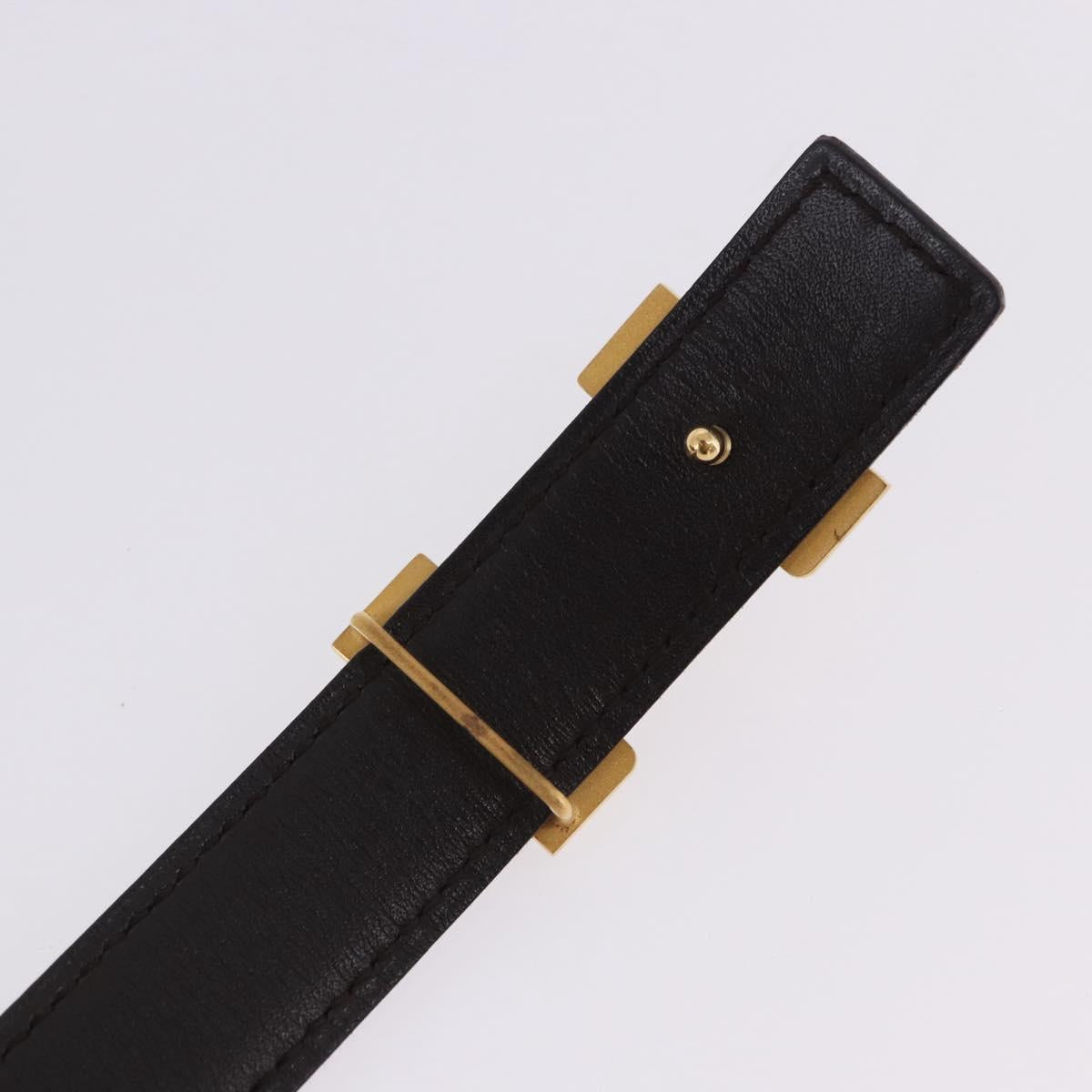 HERMES Constance H Belt Leather 33.1"" Red Gold Auth 204102